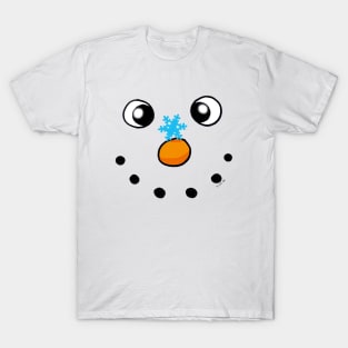 funny Christmas snowman face T-Shirt